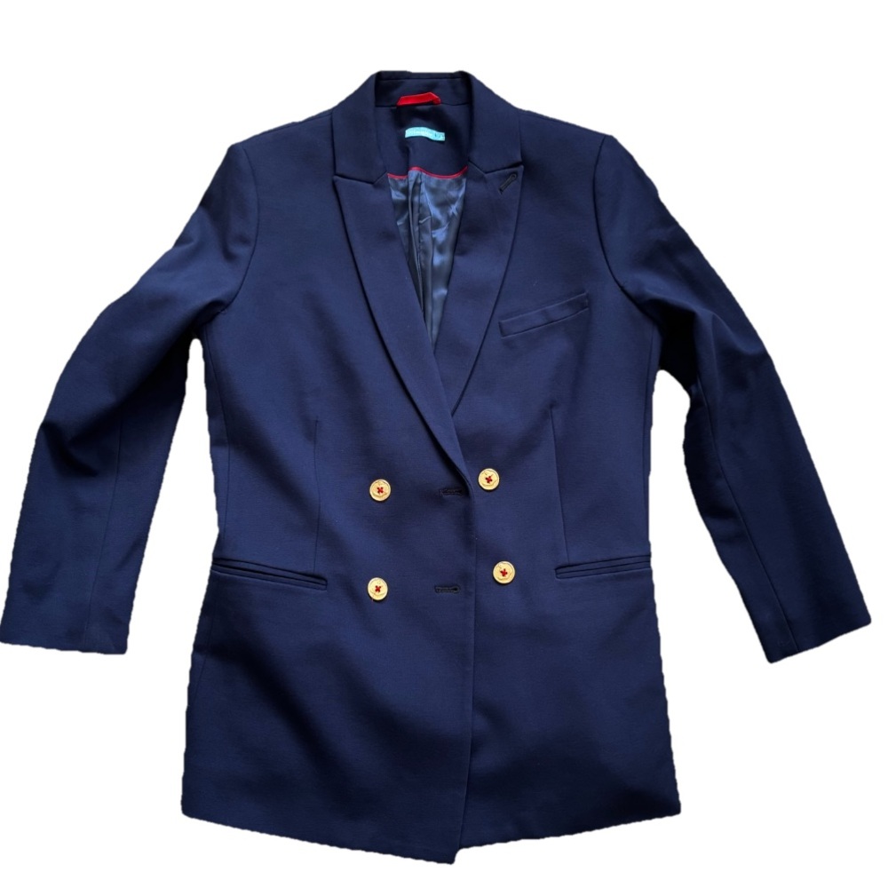 J. McLAUGHLIN Navy Jacket W/ Gold Buttons Career Sophisticated Modern Chic 8 - Picture 8 of 8